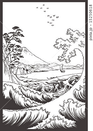 波の絵 線画 2019年作 波間のターコイズ | TAKUYA YONEZAWA BASE