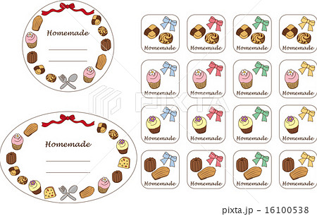 ラベル お菓子 自家製 シールのイラスト素材