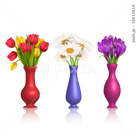 クロッカス 植物画 花 花瓶のイラスト素材
