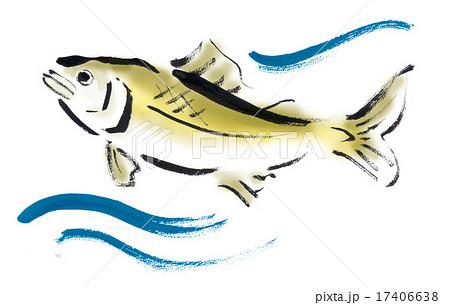 筆書き 魚 塩焼き 川魚のイラスト素材