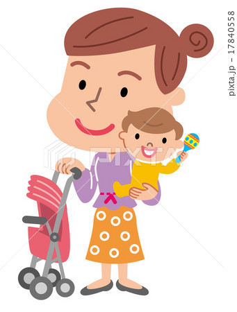 ベビーカー問題のイラスト素材