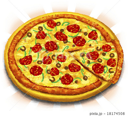 ピザ リアル トマトソース イタリアのイラスト素材