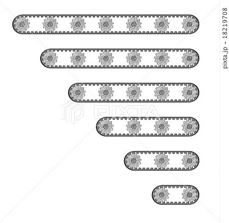 Six Conveyor Belts With Many Cogwheelsのイラスト素材