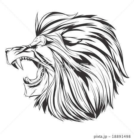 印刷 かっこいい ライオン 横顔 イラスト
