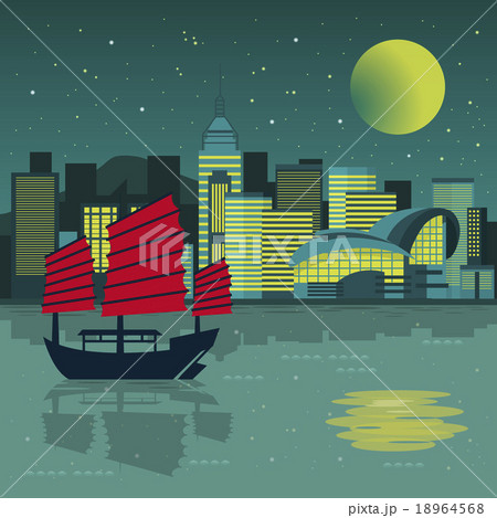 すごい 背景 港 きれいのイラスト素材