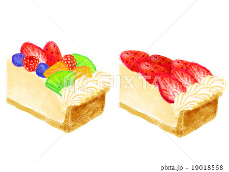 フルーツタルト タルト イチゴのケーキ イチゴのショートケーキのイラスト素材