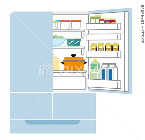 冷蔵庫 ベクター 中身 冷蔵庫の中の写真素材