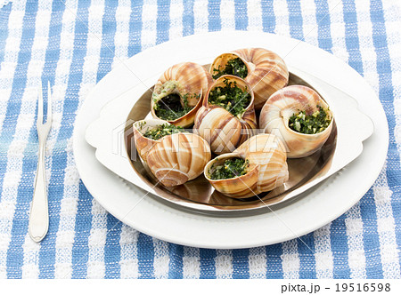 調理後のエスカルゴの写真素材