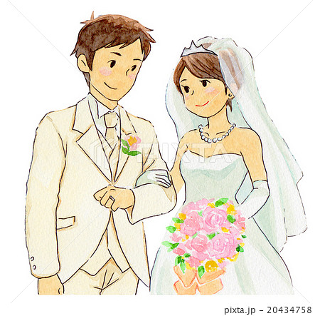 結婚式 夫婦 新郎 新婦のイラスト素材