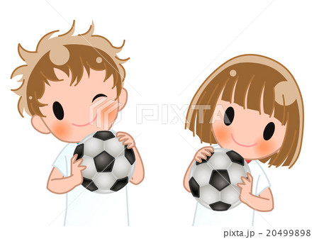 サッカー 球技 サッカーボール 女の子のイラスト素材