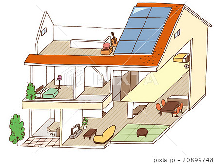 リビング 家 断面図 住まいのイラスト素材