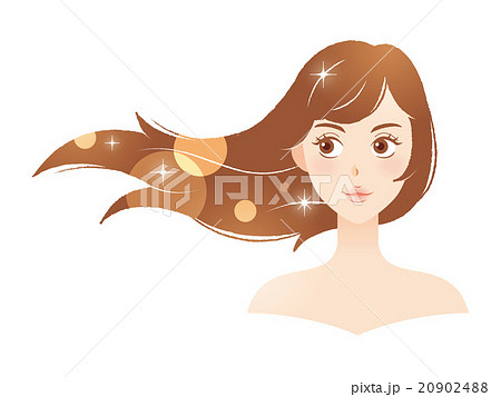 ヘアケア 女性 髪 なびくのイラスト素材