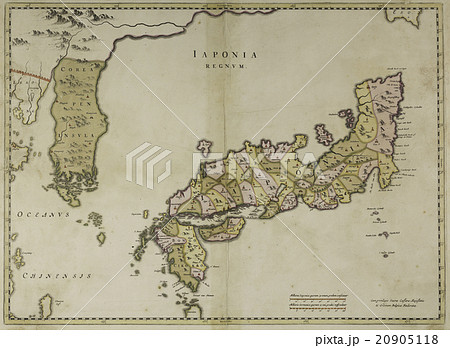 古地図 日本 地理 蝦夷のイラスト素材