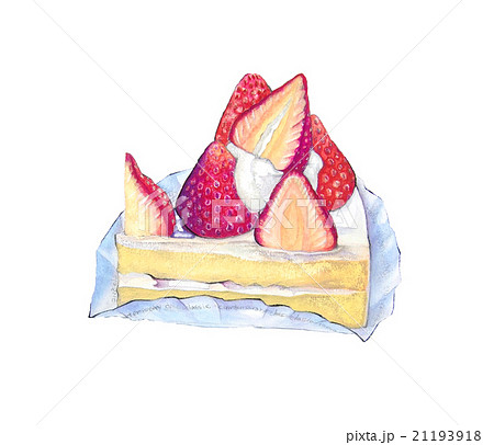 ケーキ ショートケーキ 水彩画 洋菓子のイラスト素材