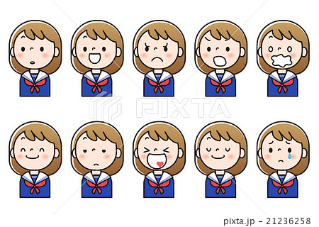 中学生 表情 人物 女性のイラスト素材