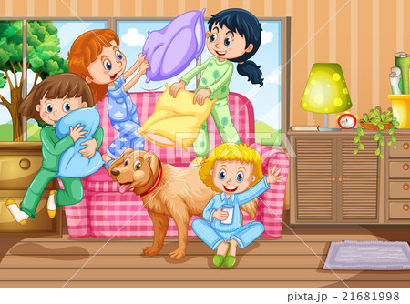 枕投げのイラスト素材
