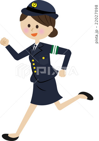 走る 警察官 警官 女性のイラスト素材