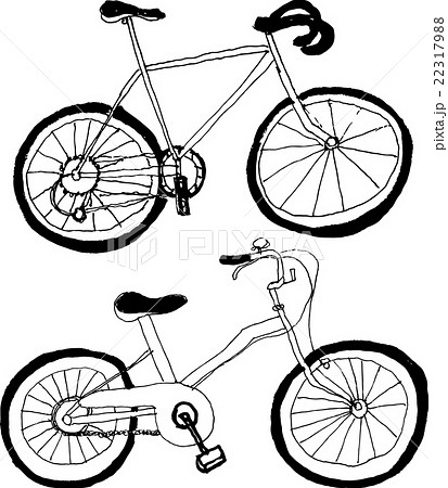 ベクター 自転車 サイクリング 手書きイラストのイラスト素材