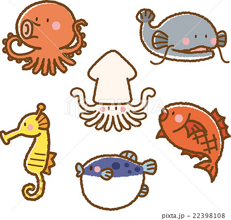 海の生き物のイラスト素材