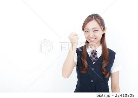 頑張れー ポーズの写真素材