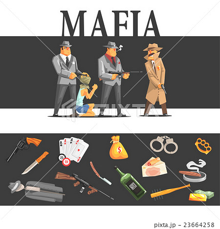 Mafia Taking Hostage And Their Equipmentのイラスト素材