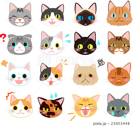 表情 顔 猫 セットのイラスト素材