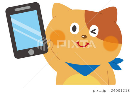 スマホ 猫 ウインク スマートフォンのイラスト素材