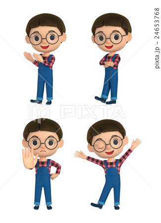 男の子 小学生 眼鏡 表情のイラスト素材