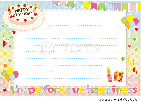 誕生日 ハッピーバースデイ メッセージカード はがきテンプレートのイラスト素材 Pixta