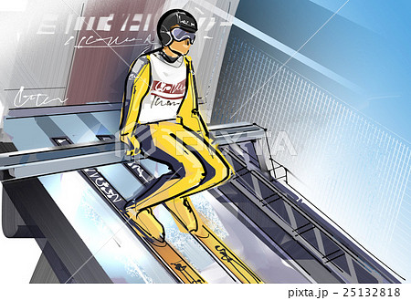 スキージャンプのイラスト素材