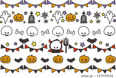 ハロウィンイラスト ラインフレームセットのイラスト素材 25445648