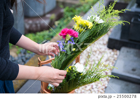 墓参り 花の写真素材