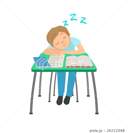 男子生徒 机 デスク 座るのイラスト素材