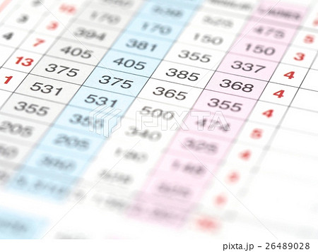 スコアカード ゴルフ ベスト更新 ベストスコアの写真素材