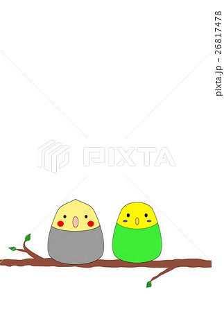 年賀状 年賀状テンプレート インコ 小鳥のイラスト素材