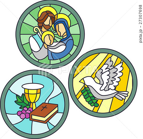 キリスト教 ステンドガラス ステンドグラス ベクトルのイラスト素材