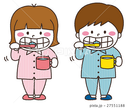 歯磨き 女の子 男の子 虫歯予防のイラスト素材