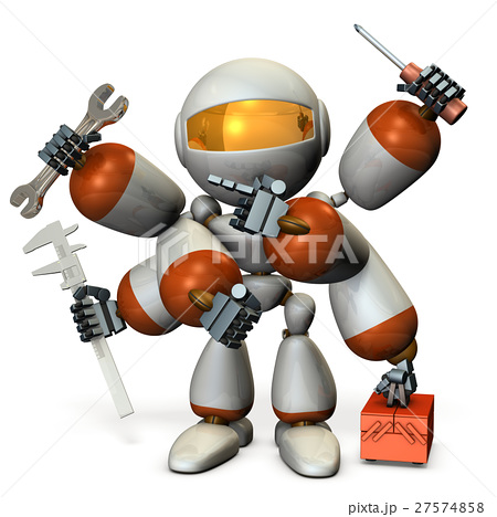 マルチタスク 万能 メンテナンス ロボットのイラスト素材