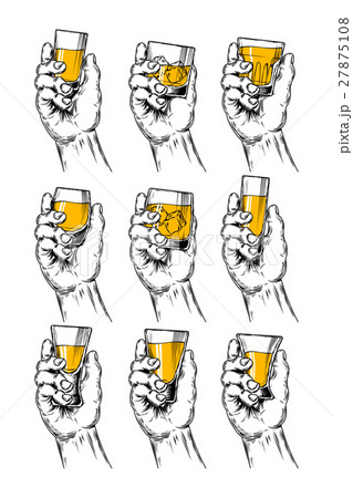 コップ 手 スケッチ 写生のイラスト素材