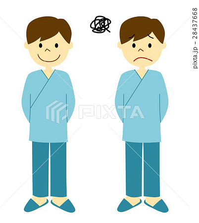 入院 困る 不安 男性のイラスト素材
