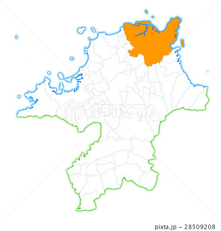 福岡県 福岡 地図 市町村のイラスト素材