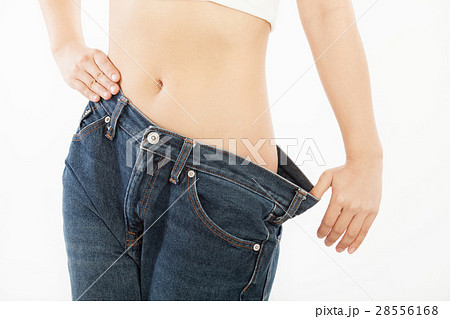 Skinny Weight Loss Woman Show Flat Stomach Pulling by Hands