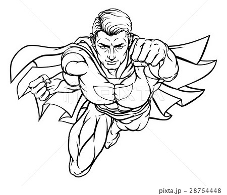 スーパーヒーロー スーパーマン 飛ぶ 飛行のイラスト素材
