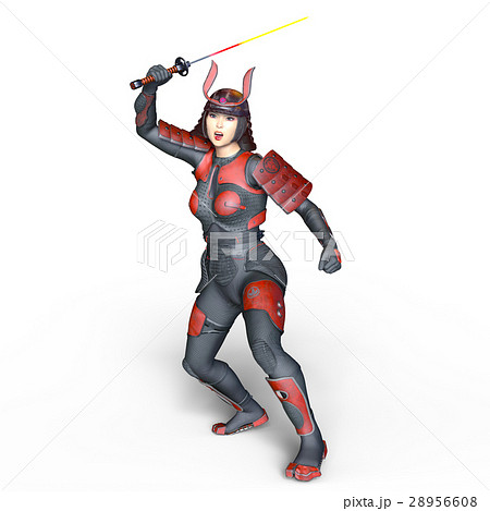 女侍 侍 サムライ 武将のイラスト素材