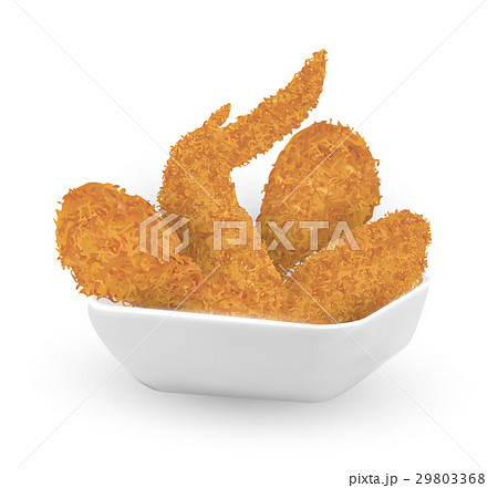 Real 3d Fried Chicken In A Bowl On White Backgrounのイラスト素材