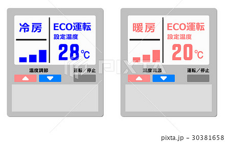 エアコン 設定温度 節電 イラストの写真素材