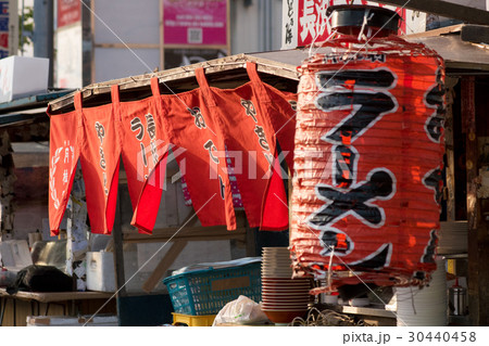 屋台 博多 ラーメン のれんの写真素材