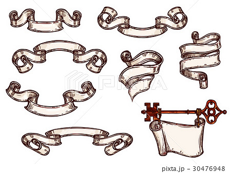 鍵 イラスト リボン アンティークのイラスト素材 Pixta