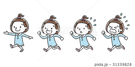 女の子 子供 歩く ベクターのイラスト素材