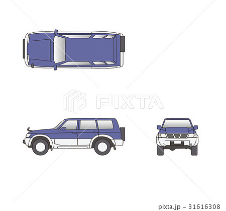 乗用車 車の図面 車の平面図 車のスケッチのイラスト素材